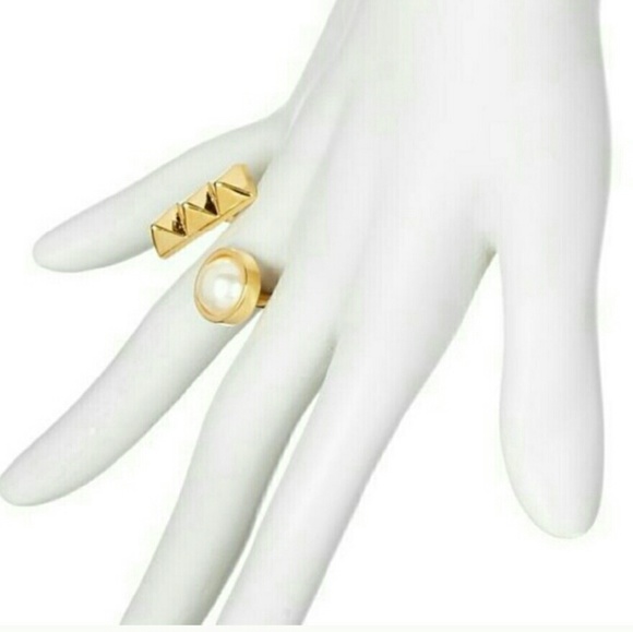 🎉JULES SMITH New Sz 7 Luna Ring Gold F Pearl - Picture 3 of 4