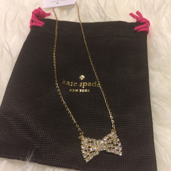 Kate Spade Gold Sparkling Bow Necklace - Picture 3 of 4