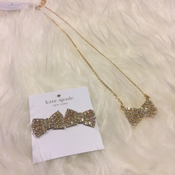 Kate Spade Gold Sparkling Bow Necklace - Picture 4 of 4