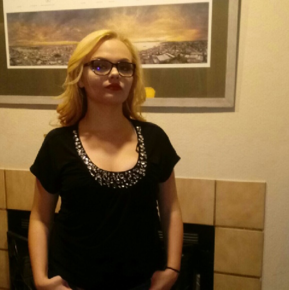 Tops - Women's Black Blouse With Bling