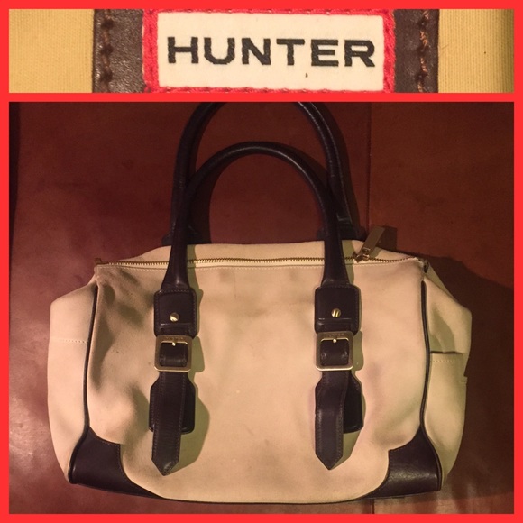 Hunter Beige Suede and Brown Leather Satchel