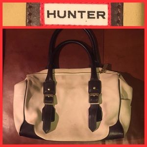 Hunter Beige Suede and Brown Leather Satchel