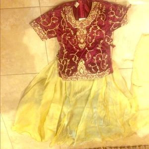 Brand new Burgundy and gold lengha