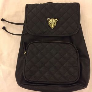 Black Backpack with Tiger Piece