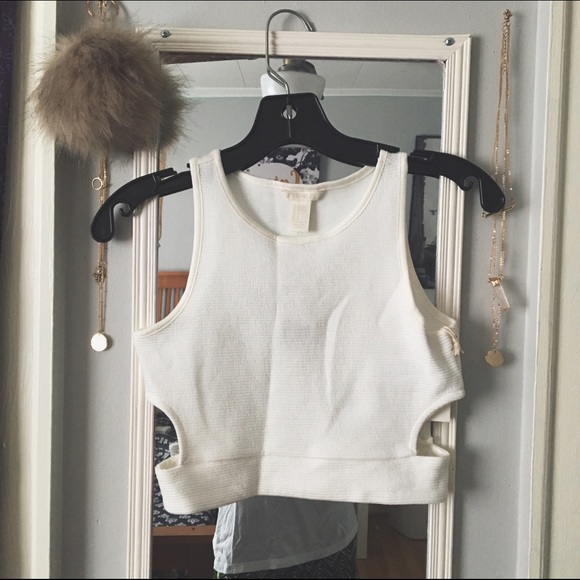 F21 White Cropped Top