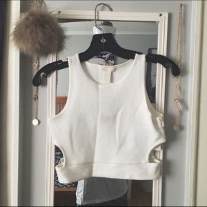 F21 White Cropped Top