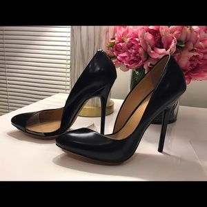 L.A.M.B Black Leather Pumps
