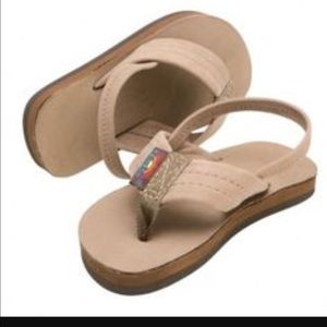 Toddler tan authentic Rainbow flip flops