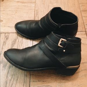 Black Booties with Gold Accent