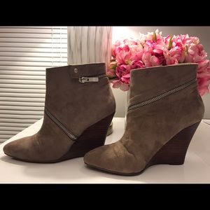 Tan Suede Wedge Booties