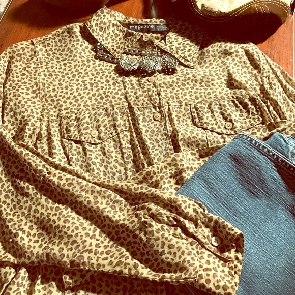 A beautiful semi see-through leopard dress shirt
