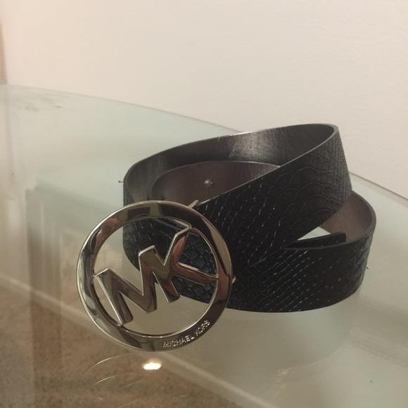 MICHAEL Michael Kors black belt with silver buckle