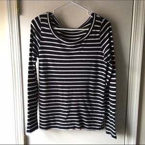 J. Crew navy and white striped long sleeve tee S