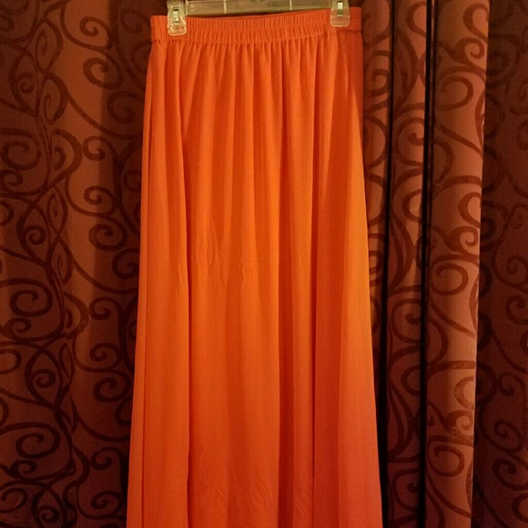 Orange long skirt