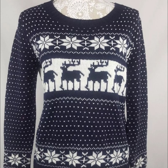 POL Reindeer Snowflake Christmas Sweater