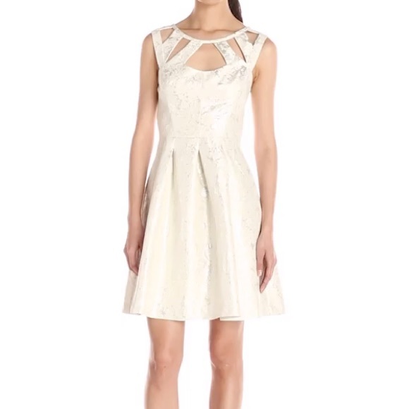 Betsy Johnson Silver Brocade Cage Dress