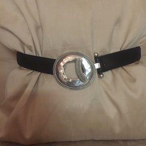 Beautiful genuine black leather adjustable belt
