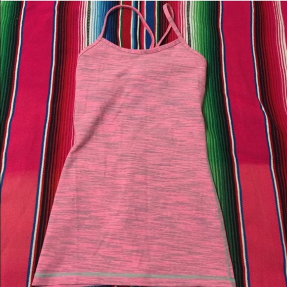 Lululemon pink striped workout top