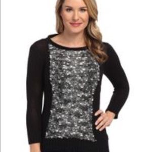 Calvin Klein black and grey mixed media sweater