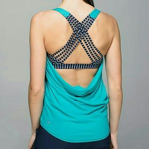 Lululemon Wild Tank Navy Blue Stripe tropics