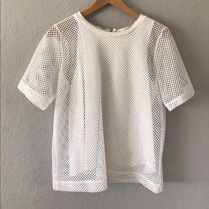 Banana republic white mesh boxy top.