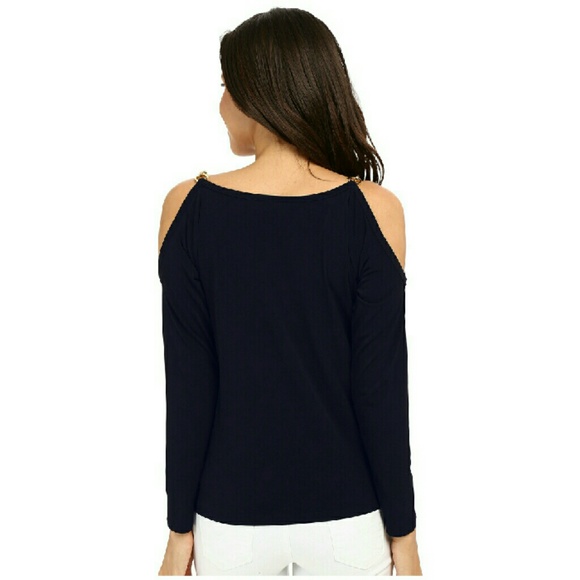 New! MICHAEL KORS Chain-trim Cold Shoulder Top - Picture 3 of 4