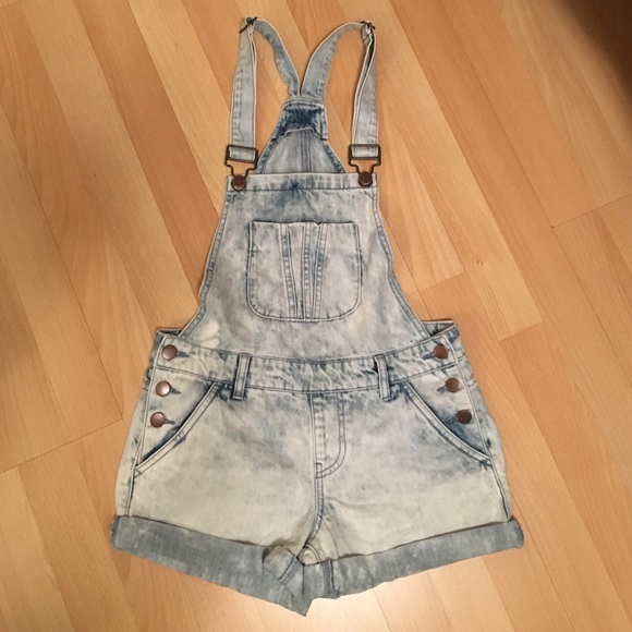 Forever 21 acid wash shortalls overalls