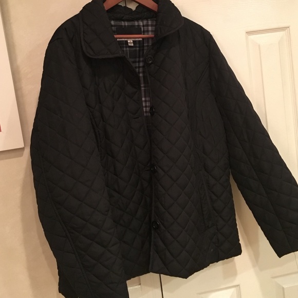 Black quilted car coat. Brand is KC Collections