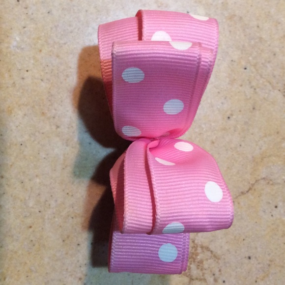 Pink polka dot hair clip barrette