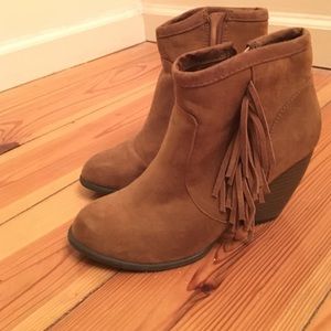 Suede fringe booties