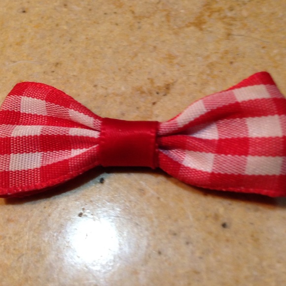 Girl's or baby red and white gingham hair clip