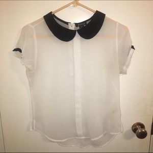 White Peter Pan Collar Short Sleeve Blouse