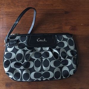 Large Black Signature Collection Coach Wristlet