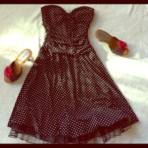 Black Polka Dot Pin Up Dress & Matching Sz 7 Shoes