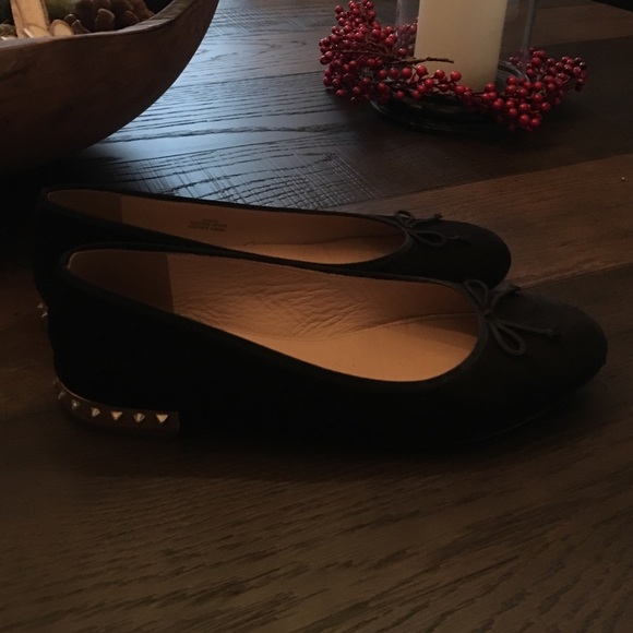 J. Crew Kiki Suede Studded-Heel Ballet Flats