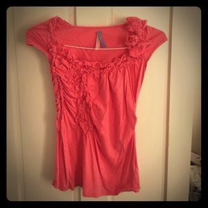 Anthropologie detailed top- coral color