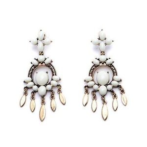 Brand Design Statement Earring White Gem Fringe
