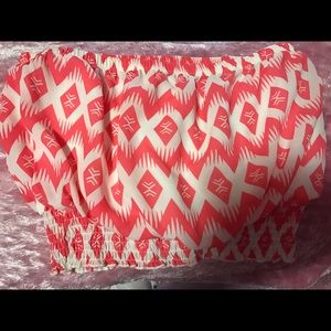 White and pink strapless crop top