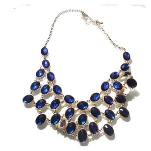 Royal Blue and Gold Necklace with Jewels