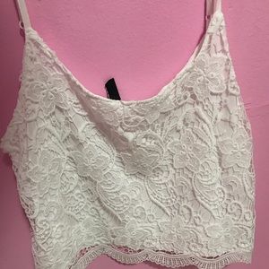 White floral spaghetti strap crop top