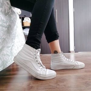 Vans Classic White Canvas Sk8-Hi Shoes Size 7.5