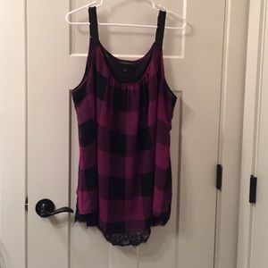 Cute plaid pattern chiffon tank