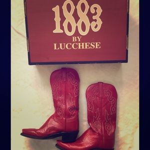 Lucchese Red Leather "Delilah" Boots Size 6.5 M