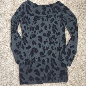 Off the shoulder leopard tunic sweater