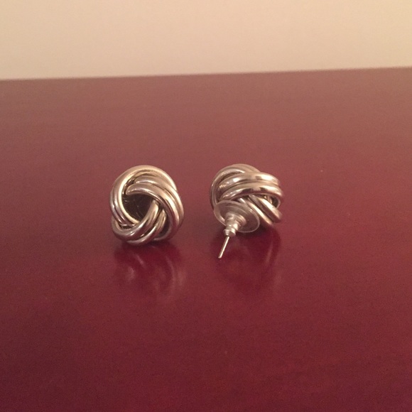 Pierced Silver Knot Earrings