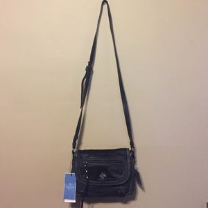 Vera Wang Black Distressed Shoulder Bag