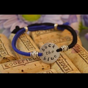 Back The Blue, Adjustable Hand Stamped Bracelet