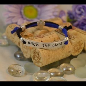 Back The Blue, Adjustable Hand Stamped Wash Brac.