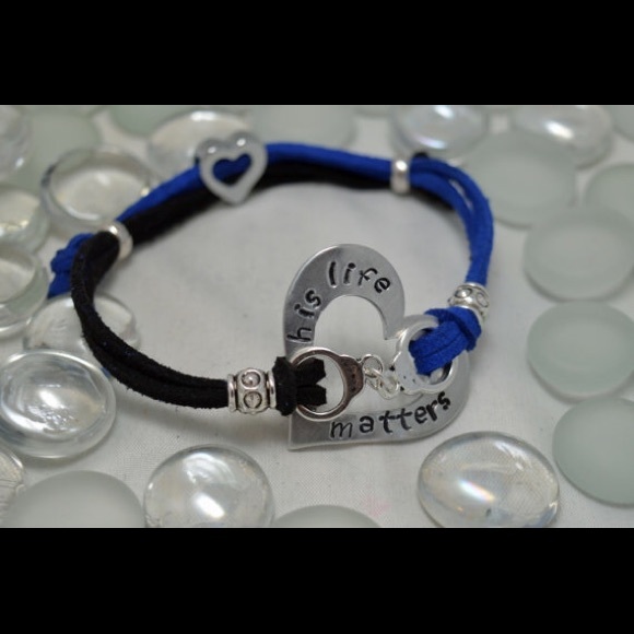 Back The Blue, Adjustable Hand Stamped Washer Brac