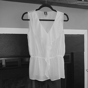 Ruffled White Peplum Blouse